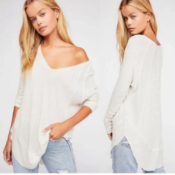 Free People Sweaters - Free People Catalina Thermal Top Oatmeal Heather Long Sleeve Oversized - L NWT